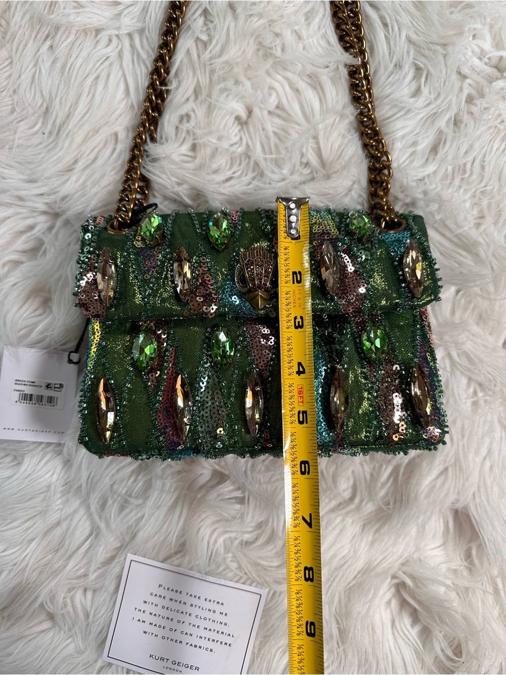 Kurt Geiger • Ornate Green Beaded & Sequin Mini Kensington - Picture 11 of 16